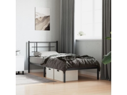 Estructura Cama Sin Colchón Con Cabecero Metal Negro 90x190 Cm