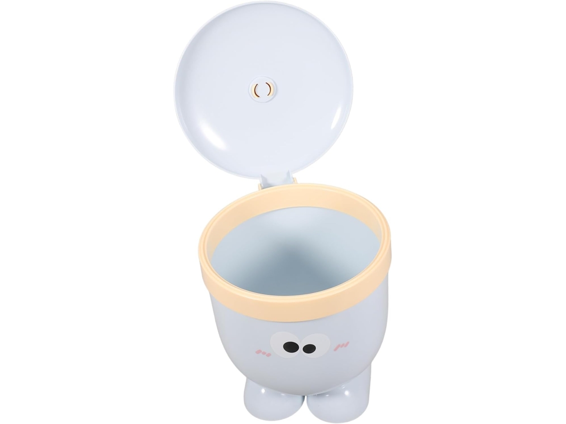 Mini Papelera Con Tapa De Diseño De Dibujos Animados, Compacta Para Baño, Oficina, Cocina Y
