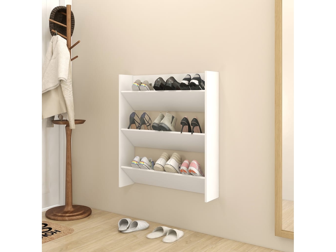 Zapatero Organizador de Pared 80X18X90 Cm Contrachapado Blanco