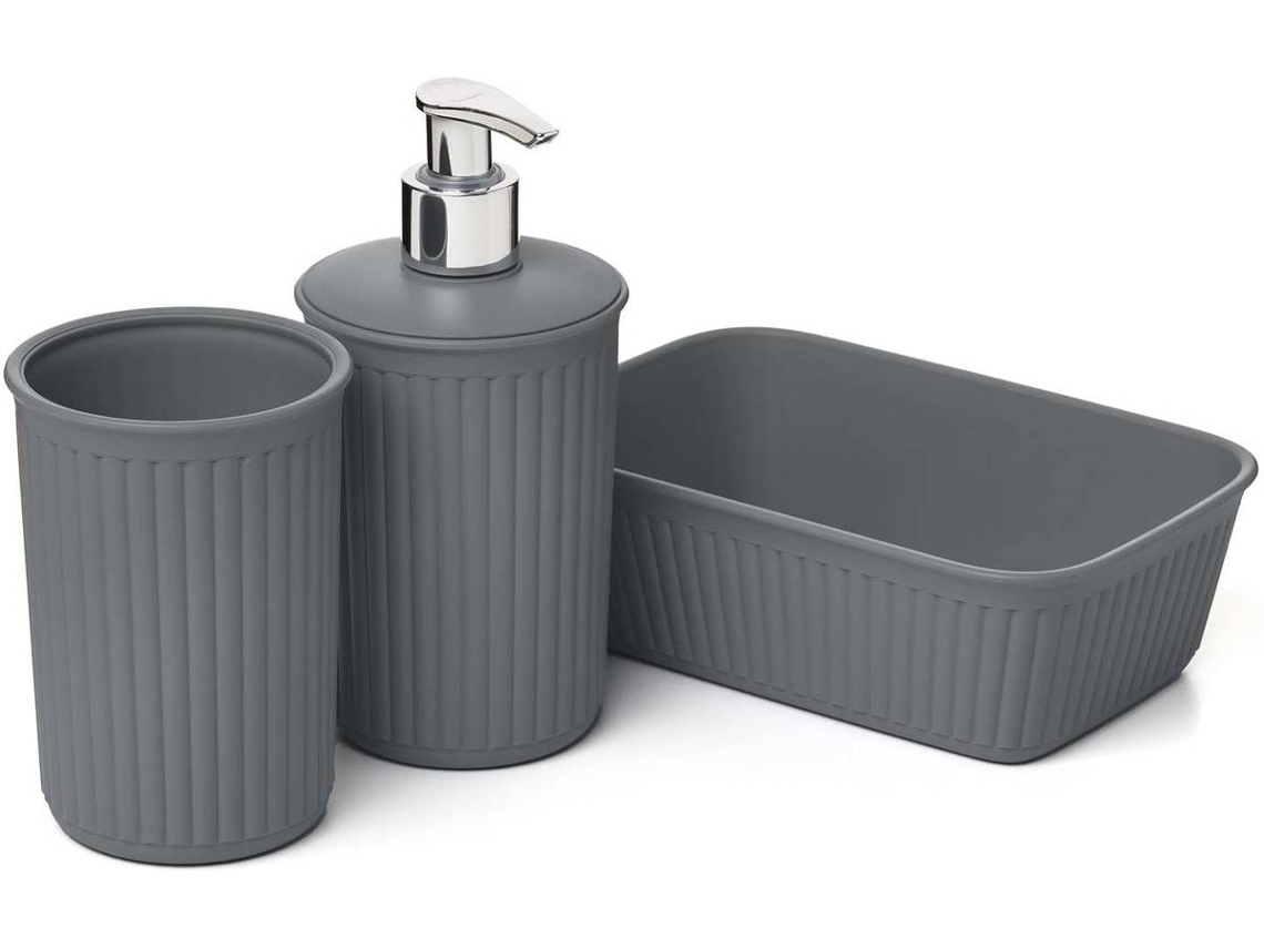 Conjunto de Baño TATAY Baobab (Gris - Plástico - 17 x 11.3 x 16.5 cm)