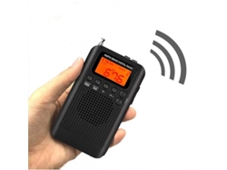 Radio hrd-104 bolsillo am fm lcd pantalla de frecuencia digital mini estéreo recargable con altavoz del conductor negro
