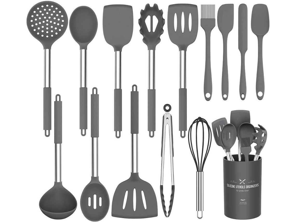 Juego De Utensilios De Cocina De Silicona Para Hornear De 15 Piezas Con Mango De Tubo De Acero Inoxidable, Utensilios De Cocina Para El Hogar Cuich