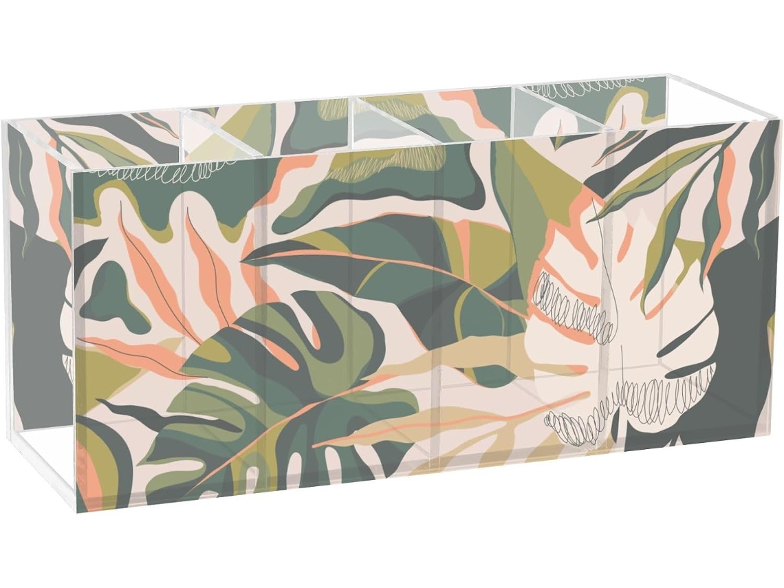 Besportble Estuche De Hojas Verdes De La Jungla Tropical Y Acrílico Resistente Y De Alta Calidad 20 X 6,3 X...