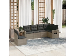 Conjunto de sofá de jardín de 6 piezas con cojines de mimbre gris, Dkd Home Decor