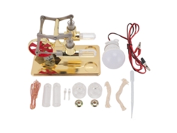 Kit De Motor Stirling, Doble Cilindro, Metal, Base De Madera Para Experimentos Científicos.