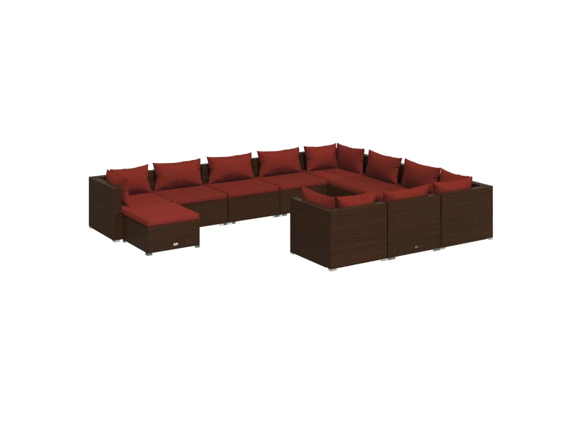 Maison Exclusive - Set Muebles De Jardín 11 Pzas Y Cojines Ratán Sintético Marrón