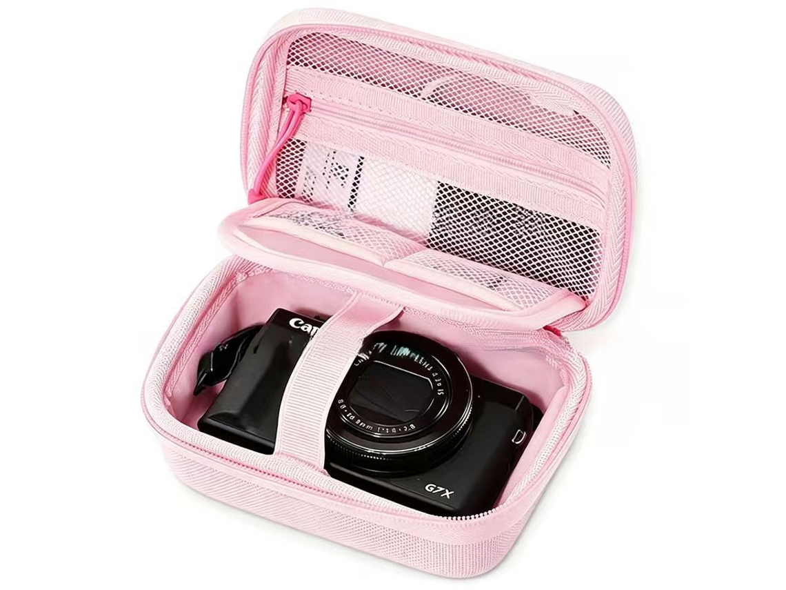 Bolsa para câmera, bolsa de armazenamento em EVA para proteção contra danos, para câmeras Canon/Sony/CCD CUICH (rosa)