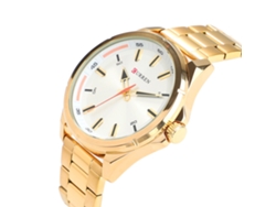Reloj Hombre Curren 8320 Acero Cuarzo Resistente Al Agua Dial Blanco Caja Dorada