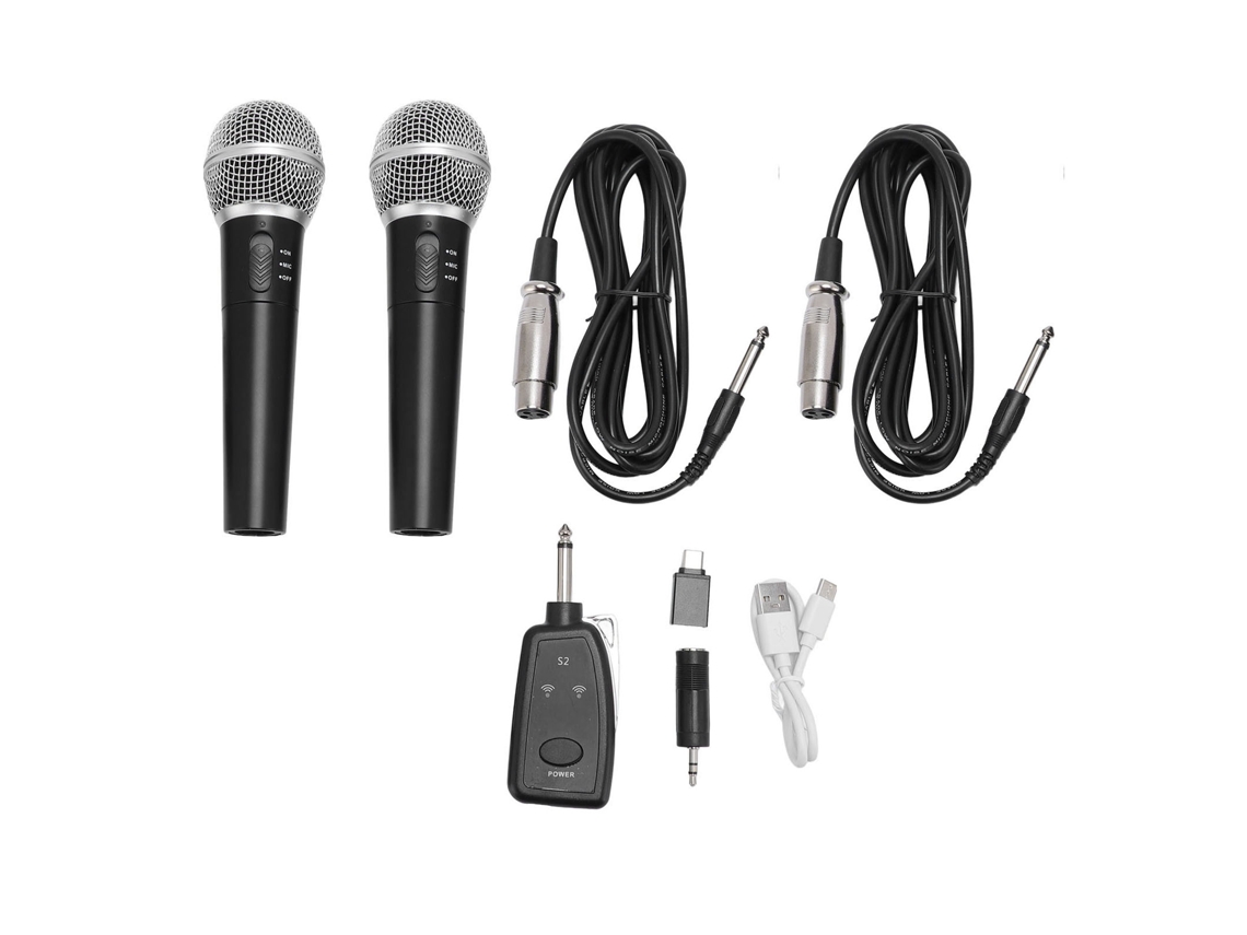 2 Micrófonos Inalámbricos Dinámicos De Mano Con Receptor Para Karaoke Y Canto.