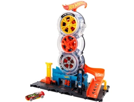 Coche HOT WHEELS Tienda de Neumáticos (Edad Mínima: 4 Años - 37 x 9 x 25,5 cm - Artículo Surtido)