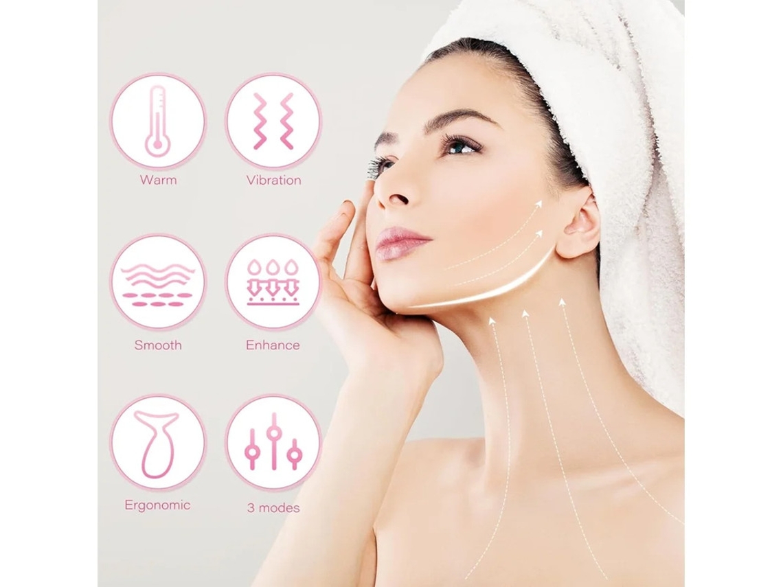 Masajeador facial y de cuello para el cuidado de la piel, 3 en 1, reduce la tensión de la piel, blanco Bestvite