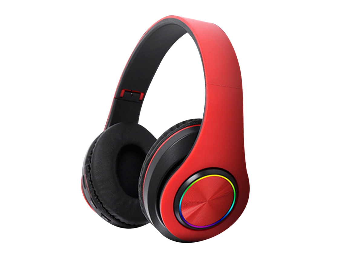 Auriculares Bluetooth Para Juegos Con Iluminación Rgb, Graves Profundos, Reducción De Ruido, Plegables, Resistentes Al Agua, Color Rojo Brillante.