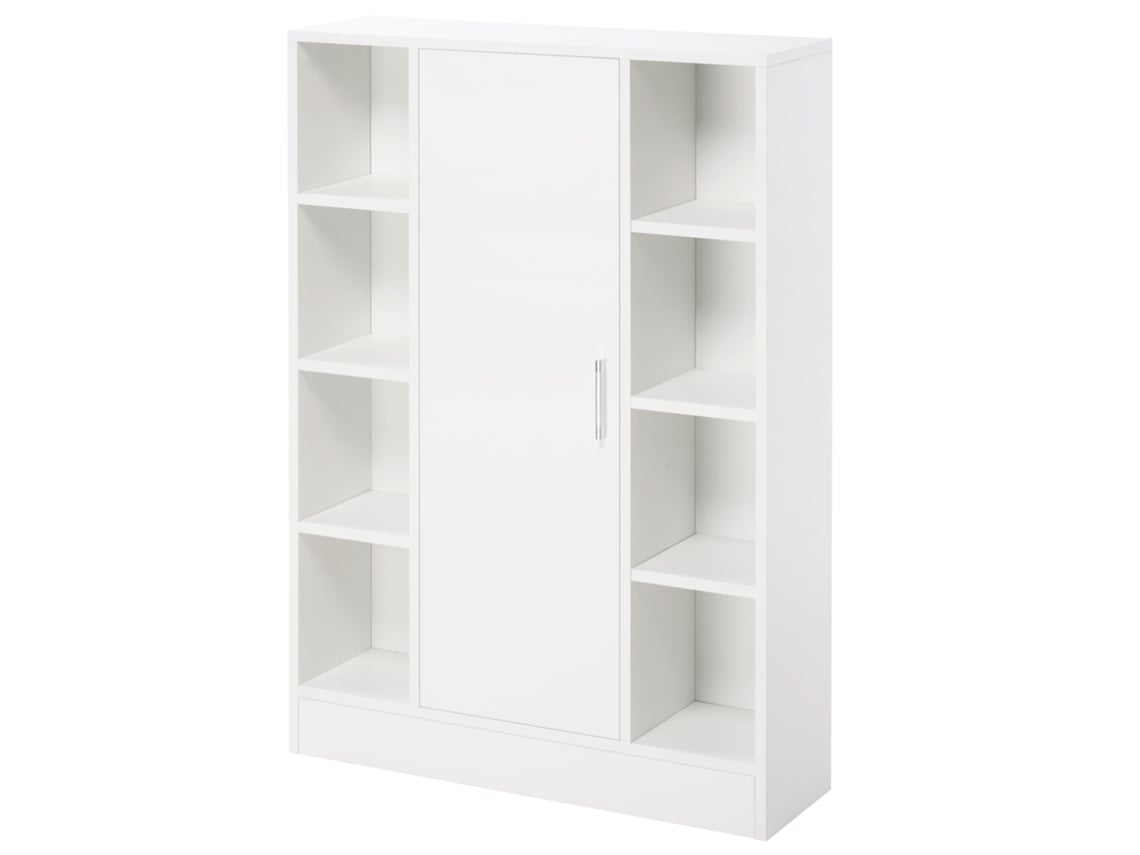 Armário Banheiro 8 Compartimentos 1 Porta Prateleiras Ajustáveis Branco 71x22x100