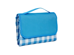 Manta de picnic portátil e impermeable con asa y plegable de 150x180 cm (cuadros azules) Czhhmart