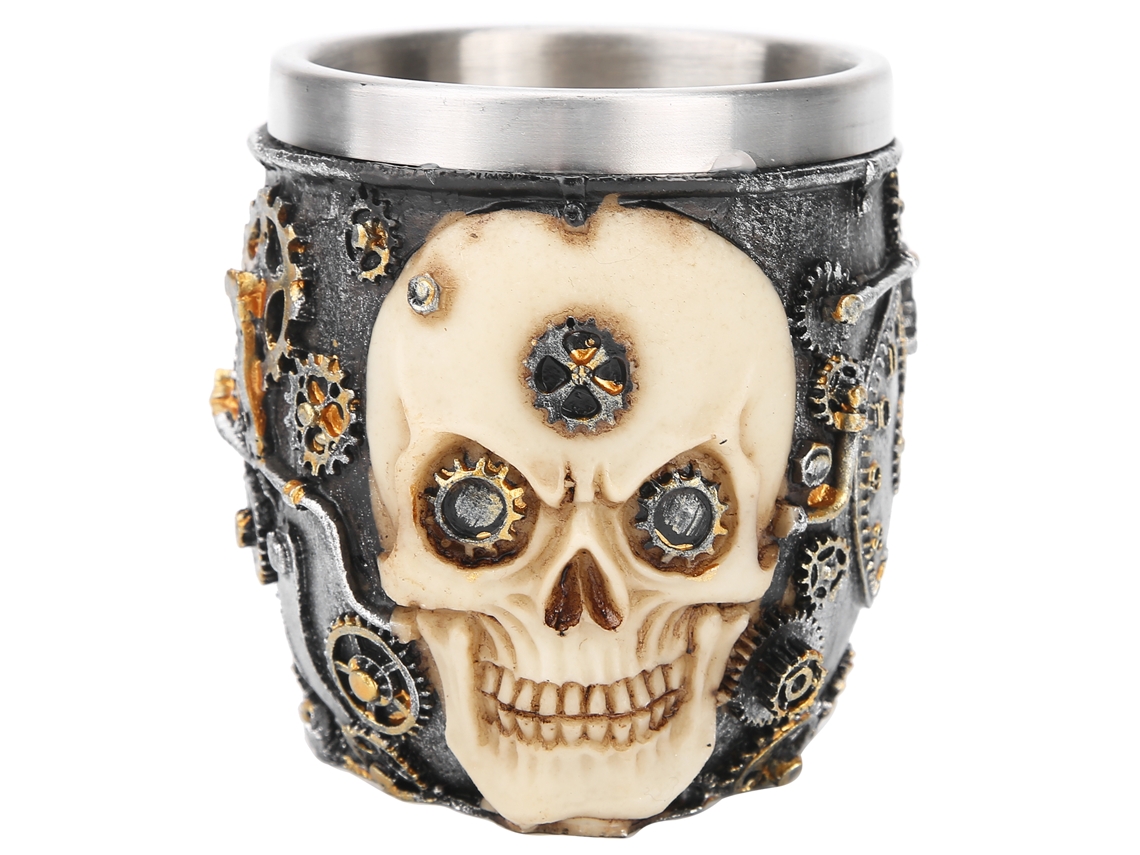 Set De Taza Y Cepillo De Afeitar De Acero Inoxidable Para Hombres Con Patrón Creativo Y Diseño Compacto
