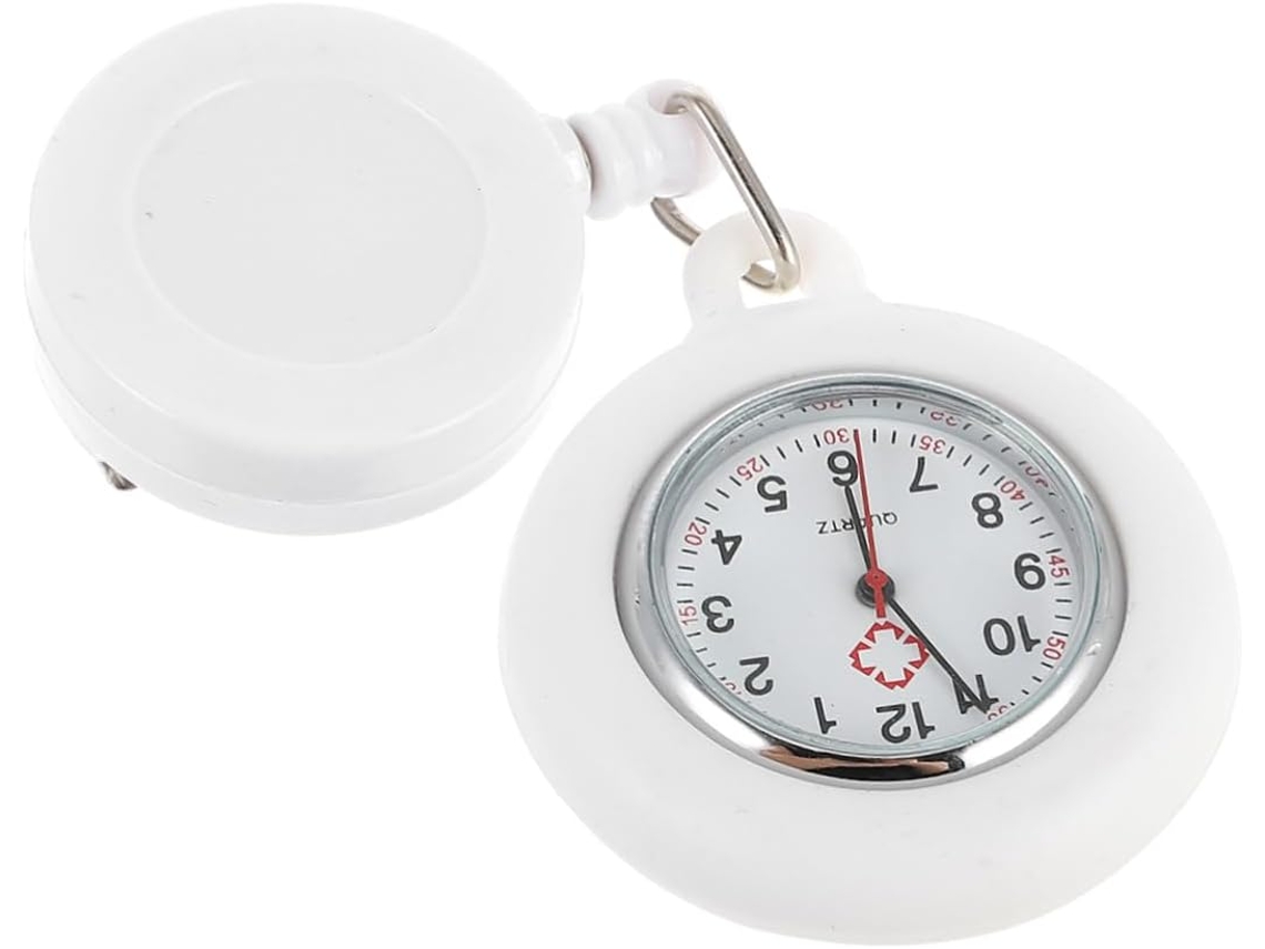Reloj Bolsillo Retráctil Silicona Blanca Enfermeras Ergonómico Monitorización Médica Profesional Lectura Clara