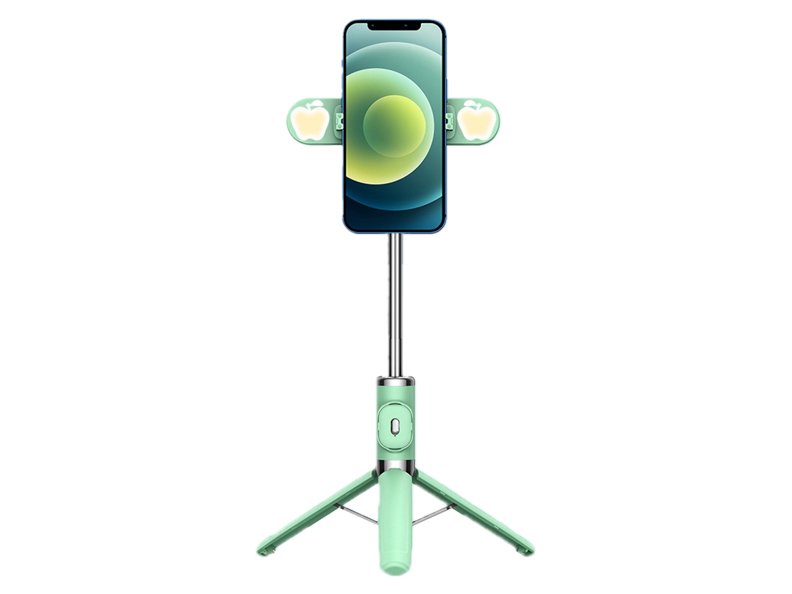 Trípode Para Teléfono 104cm Con Luz De Relleno Doble Plegable Y Control Remoto Bluetooth Para Selfie Y Directos