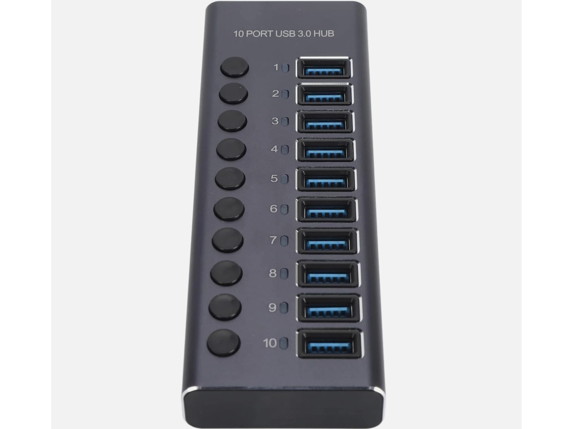 Hub USB 3.0 de 10 puertos IKIKSO con fuente de alimentación de 60 W (negro)