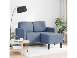 Sofá de 2 plazas HARLANV1 en lino azul con chaise longue en forma de L, 125 cm