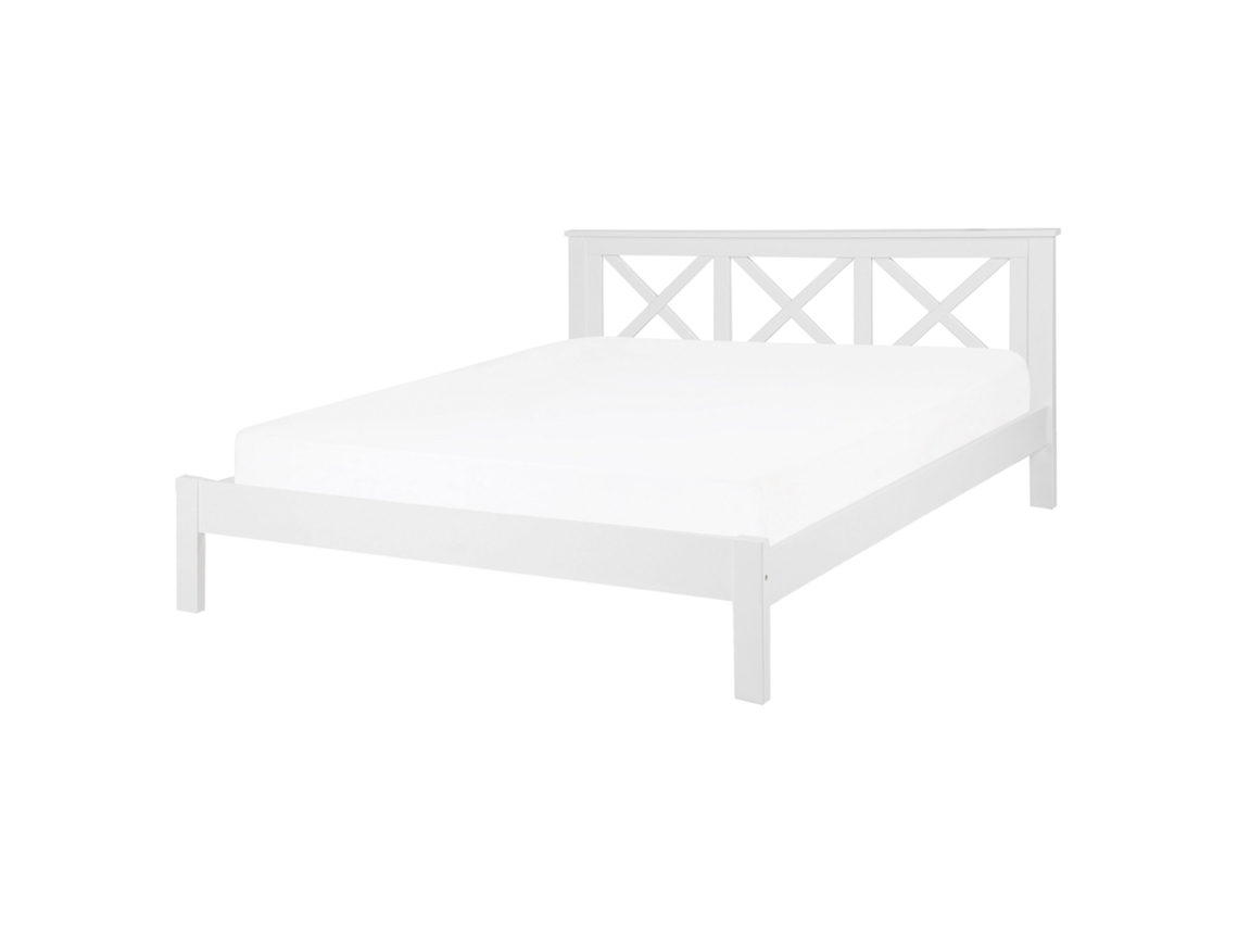 Cama con somier BELIANI Tannay de Madera de pino Blanco 169x208x90