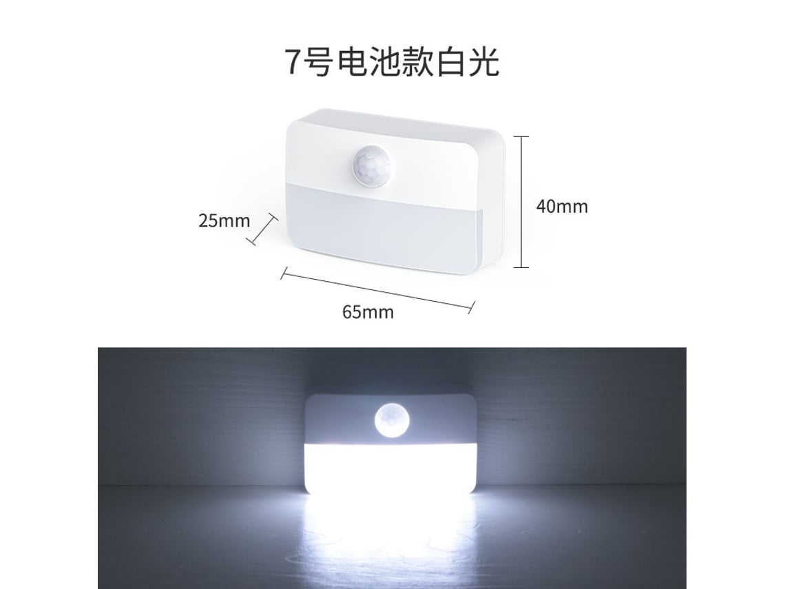 Luz nocturna inteligente con sensor de cuerpo humano y batería T046, luz blanca, lámpara individual Chennnls