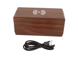Reloj Digital Led De Madera Con Alarma, Altavoz Bluetooth Y Carga Inalámbrica.