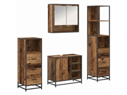 Conjunto de muebles de baño con puerta, 4 piezas, madera antigua, MAISON EXCLUSIVE