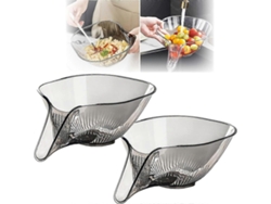 Juego de 2 cestas de escurrido multifuncionales, embudo para escurrir frutas y verduras, recipiente de escurrido de plástico multifuncional.