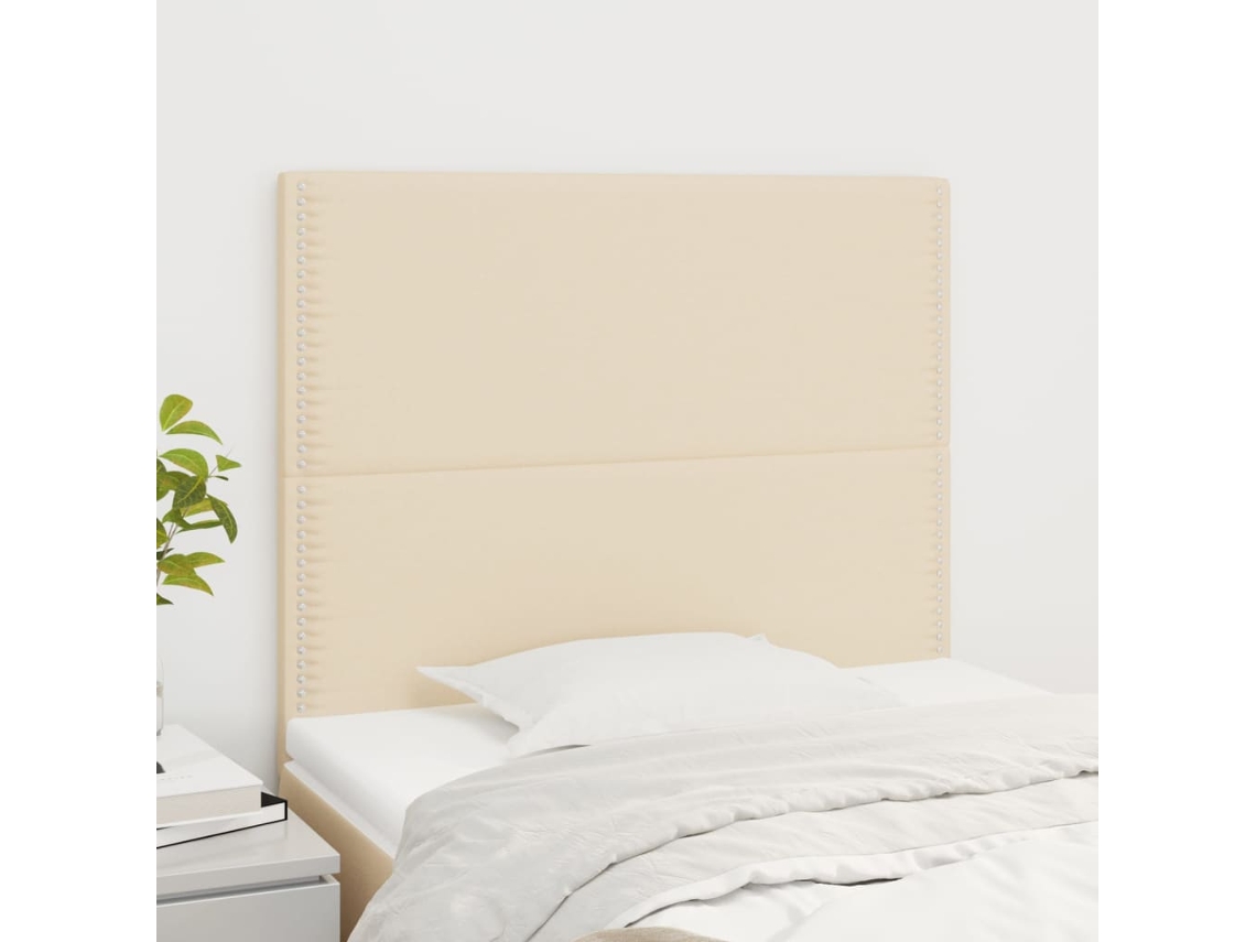 Cabeceros 2 Unidades De Tela Color Crema 90x5x78/88 Cm