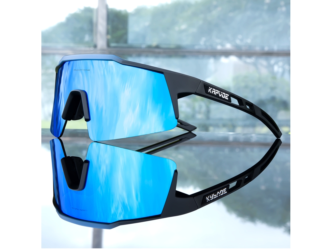 (Estilo 7) Gafas de ciclismo, lentes de polímero negro con protección UV400, montura TR-90.