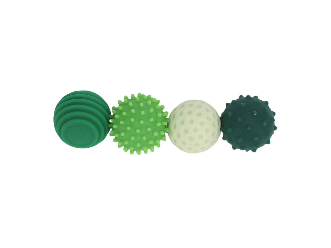 Juego de 4 pelotas de silicona texturizadas para aliviar el estrés - Juguetes sensoriales para viajes, trabajo y hogar - Verde