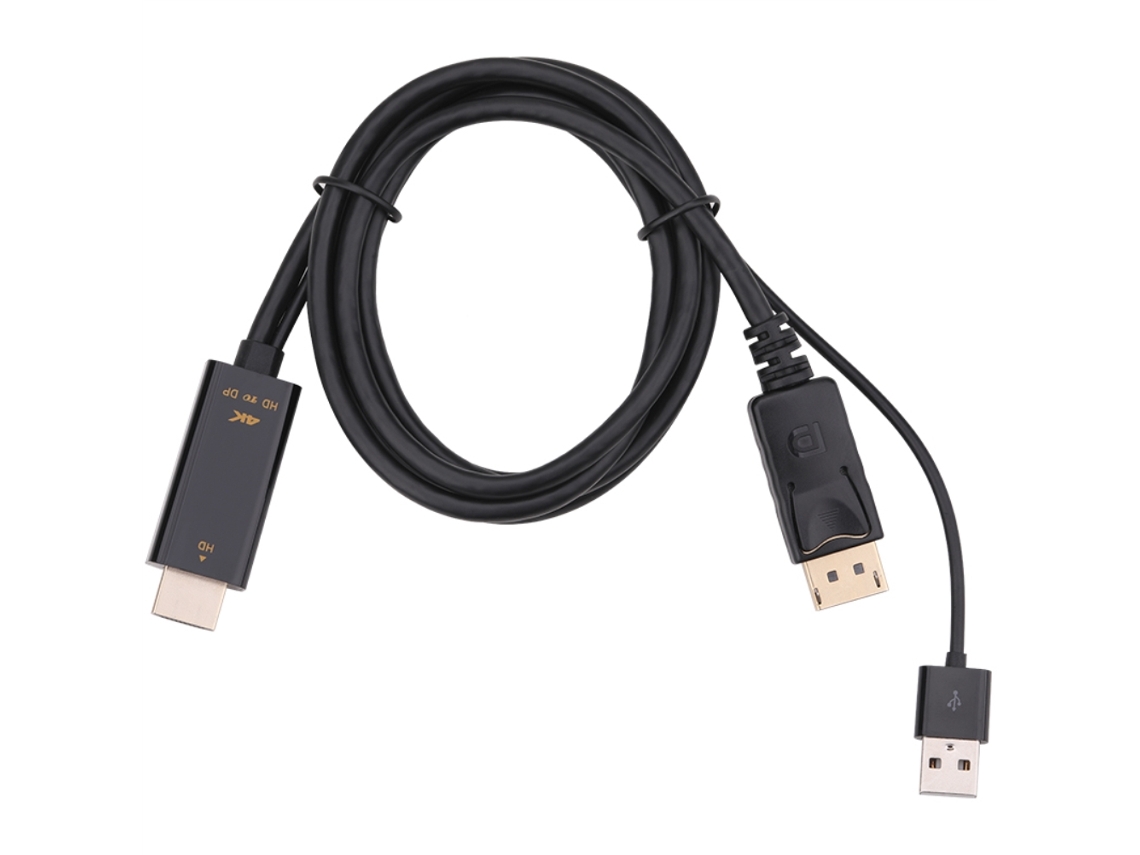 Adaptador Hdmi Para Displayport 4k 60hz Com Cabo Usb2.0 1.8m Plug And Play Para Notebook E Desktop