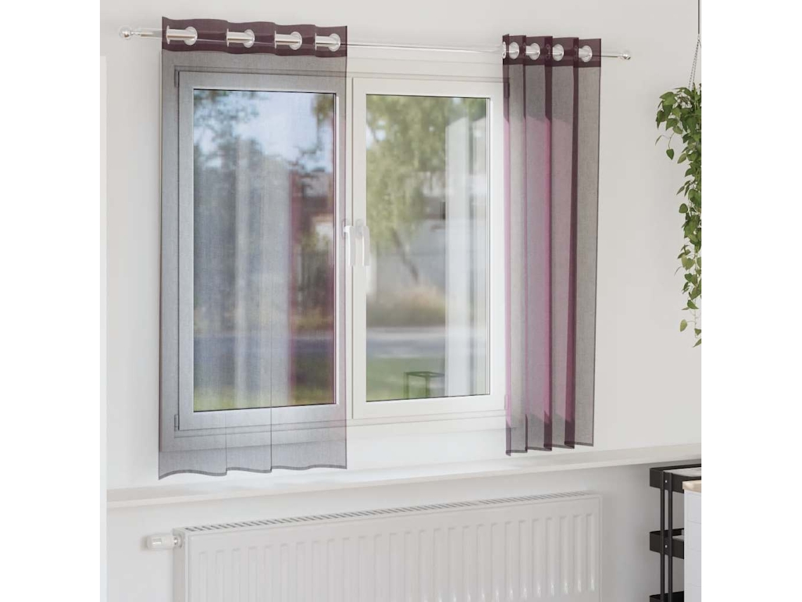 Cortinas De Gasa Con Ojales 2 Uds Morado 140x175 Cm