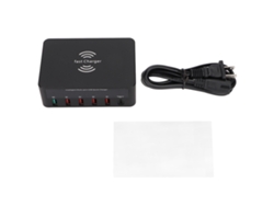 Estação De Carregamento Usb 50w 6 Portas Qc3.0 Hub Base De Carregamento Sem Fio Com Tela Lcd Para Múltiplos Dispositivos