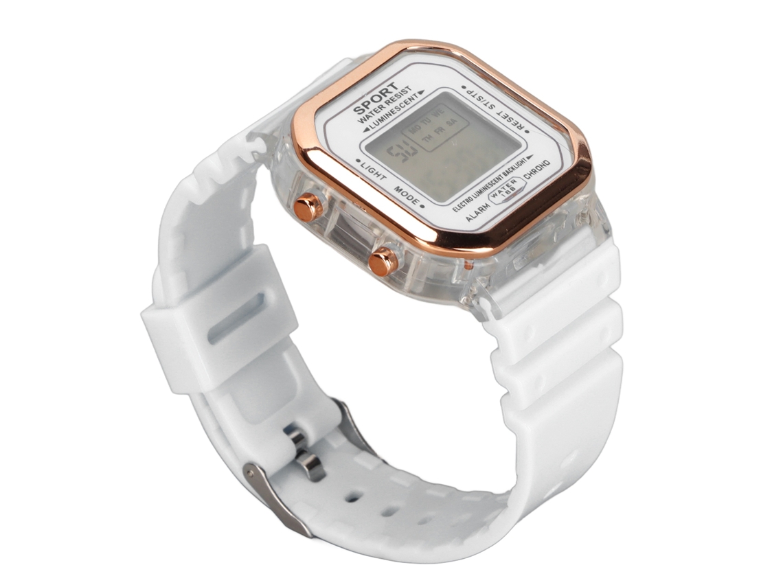 Reloj Electrónico Deportivo Digital Multifuncional E Impermeable Para Niños, Color Blanco, 0,5 Pulgadas.