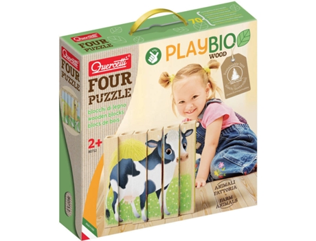 Juego Educativo QUERCETTI PLAYBIO Puzzle 4 Animales Granja 6 pzs (Edad Mínima: 2 Años - 30 x 29 x 7 cm)
