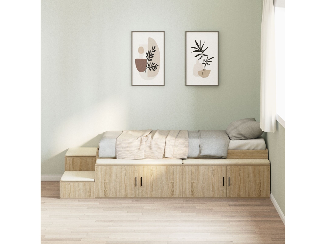 Cama De Almacenamiento Roble Sonoma 80x200 Cm