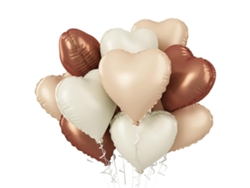 Globos de corazón de Mylar de 45 cm en tonos arena blanca y marrón, decorativos en tonos nude, para cumpleaños, bodas y aniversarios.