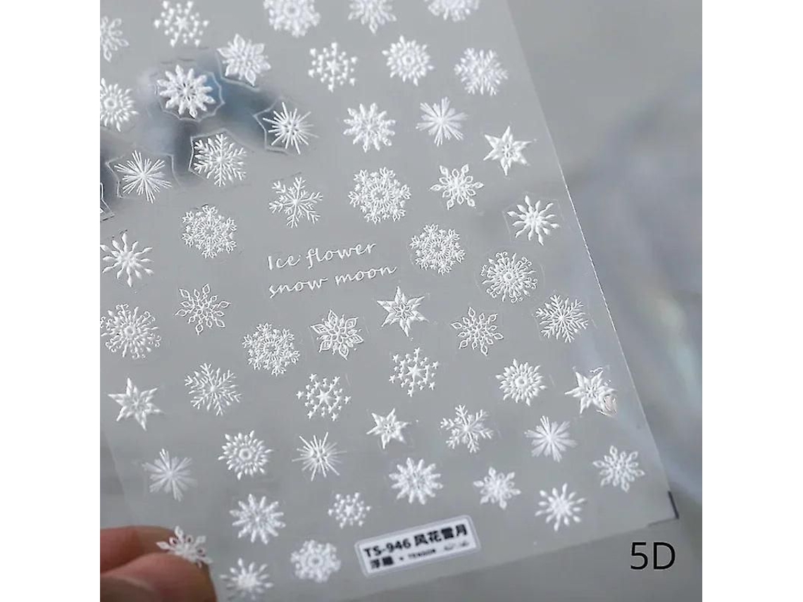 Pegatina Autoadhesiva Para Uñas Con Diseño De Copo De Nieve Navideño De Invierno Cortado Con Láser 3d Y Diamantes De Imitación.