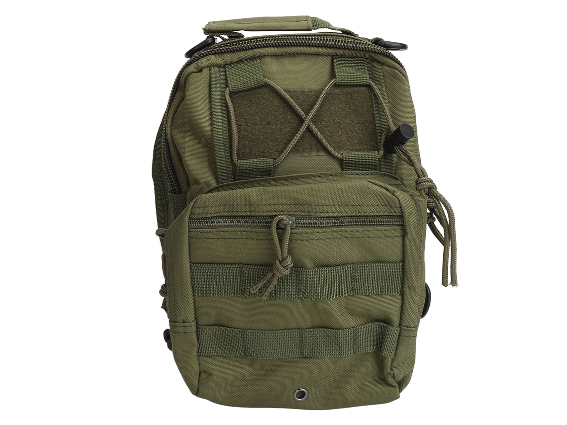 Mochila Bandolera De Lona Con Múltiples Compartimentos Para Ciclismo, Senderismo, Acampada Y Viajes - Verde Oliva