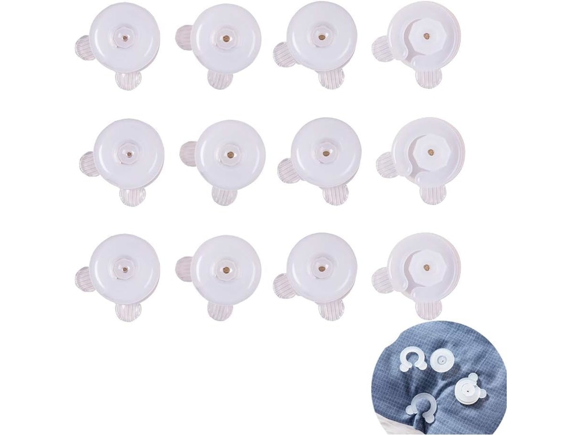 Clips para edredón, soportes transparentes para donuts de edredón, fáciles de instalar, paquete de 12 para edredones y nórdicos LAOPIPFU