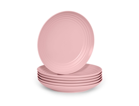 Juego de 6 Platos Clásicos Reutilizables de 22 Cm PLASTIC FORTE (Rosa)