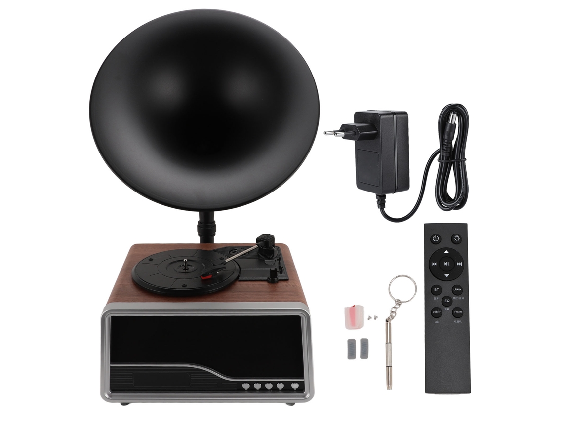 Tocadiscos Portátil Con Bluetooth, Estilo Retro, Inalámbrico, Subwoofer, Para Sala De Estar, Enchufe Europeo Marrón, 100-240 V