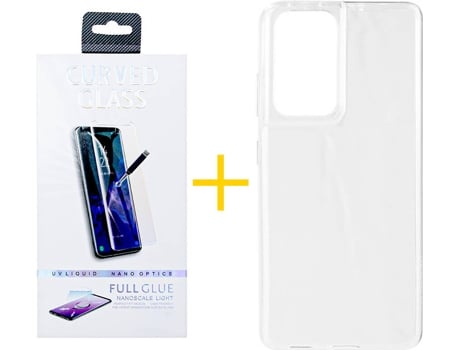 Carcasa y Protector de Pantalla de Vidrio Samsung S21 Ultra ACCETEL Silicona Lisa Transparente