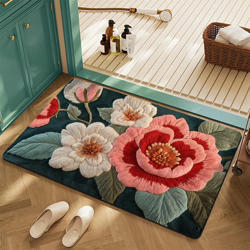 (estilo 5 50x80cm) Alfombra Absorbente De Baño, Suave Y Cómoda, Decoración Del Hogar.