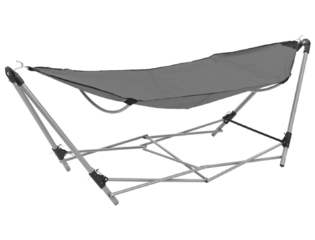 vidaXL Hamaca con soporte plegable gris