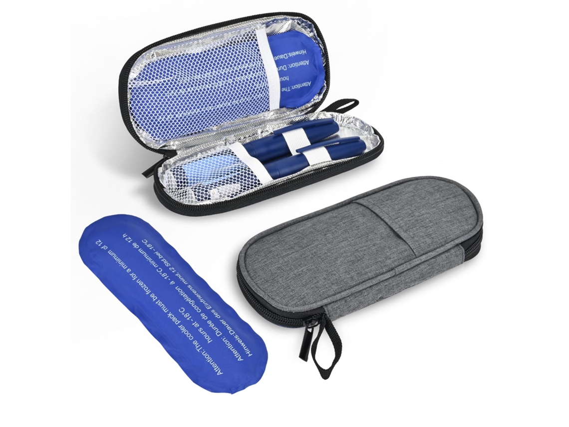 Estuche refrigerado para insulina, 2 bolsas de hielo, ideal para viajes y uso diario, gris, Hexinyigjly