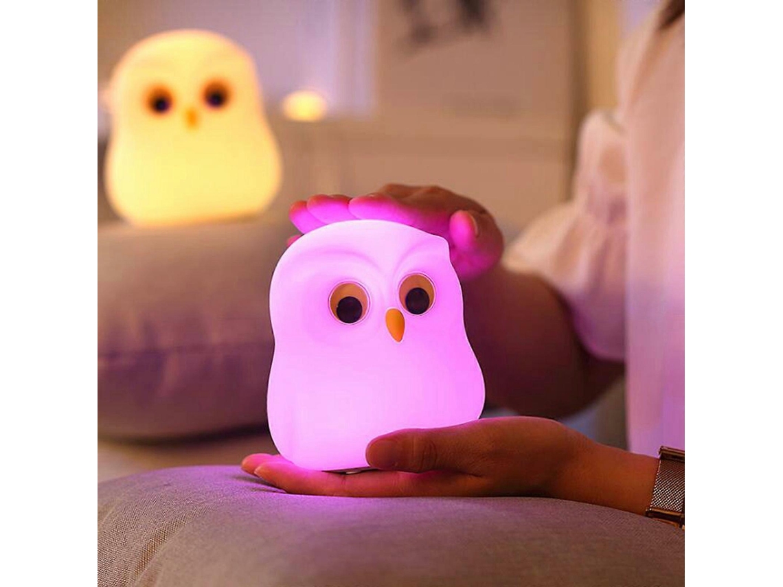 Luz nocturna infantil con diseño de búho, recargable y colorida, con sensor, PP772 Rosewell
