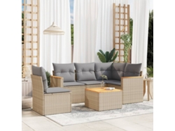 Conjunto de 6 sofás de jardín con cojines de mimbre beige Dkd Home Decor