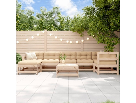 Conjunto 8 de muebles de jardín VIDAXL y cojines madera maciza